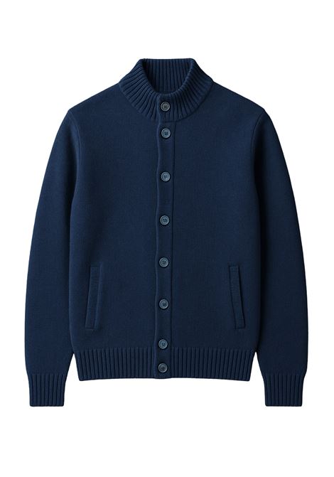 Cavalieri Milano  Cardigan Uomo in Lana Blu con Collo Alto Cavalieri Milano | Maglieria | 87077423